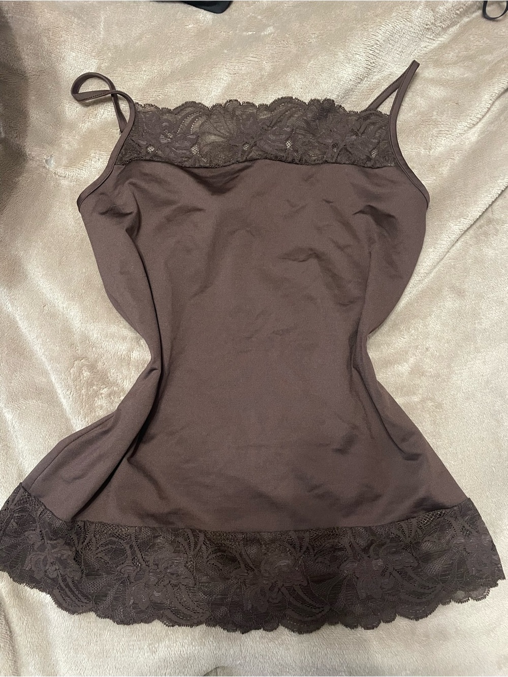 White House Black Market Brown Lace-Trim Camisole